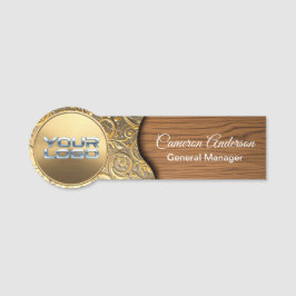 Luxury Ornate Gold Filigree Wood Name Tag Namensschild