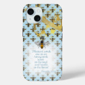 Luxury Pastel Blue Gold Bee Grid Faith Queen Bee Case-Mate iPhone Hülle (Rückseite)