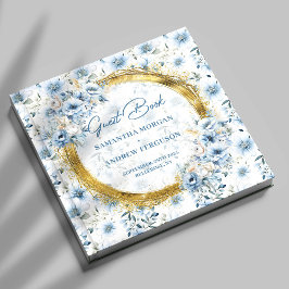 Luxury Pastel Blue Gold Glitzer Wedding Guest Book Gästebuch