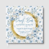 Luxury Pastel Blue Gold Glitzer Wedding Guest Book Gästebuch (Vorderseite)