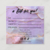 Luxury Pastel Marble Lash Ar Gift Certificate Card Treuekarte (Rückseite)