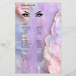 Luxury Pastel Marble Lash Ar Salon Price List Menu Flyer