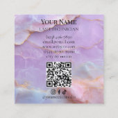 Luxury Pastel Marble Lash Artist QR code  Quadratische Visitenkarte (Rückseite)