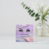 Luxury Pastel Marble Lash Artist QR code  Quadratische Visitenkarte (Stehend Vorderseite)