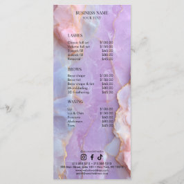 Luxury Pastel Marble Lash Artist Salon Price List Menükarte