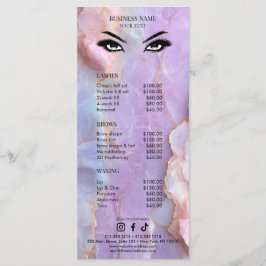 Luxury Pastel Marble Lash Artist Salon Price List Menükarte