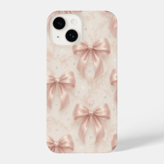 Luxury Pastel Pink Bows and Diamonds Phone Case iPhone Hülle (Rückseite)