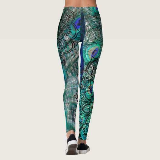 Luxury Peacock Feather Leggings (Rückseite)