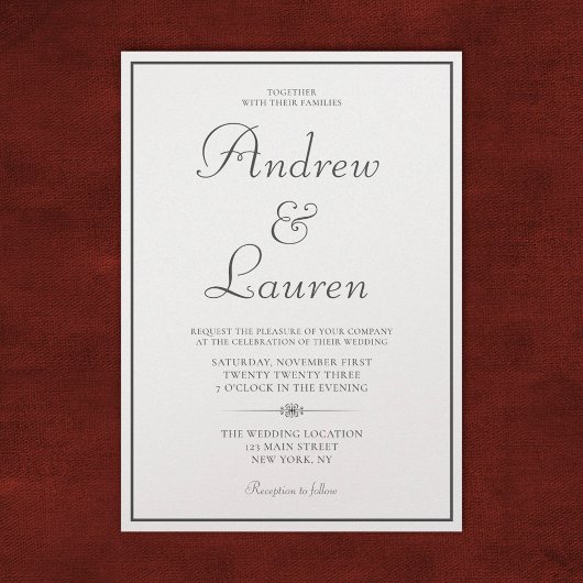 Luxury Pearl Classic Formal Elegante Hochzeit Einladung