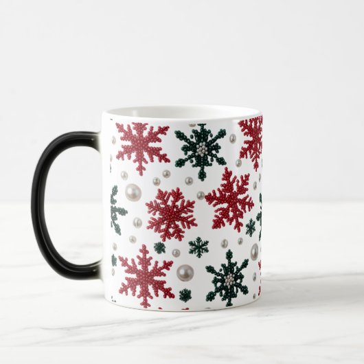 Luxury Pearl Snowflake Pattern Color Morphing Mug  Verwandlungstasse (Links)