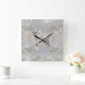 Luxury Pearl und Abalone Poodle Quadratische Wanduhr (Zuhause)