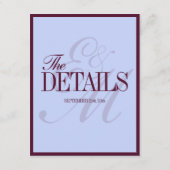 Luxury Periwinkle and Plum Formal Wedding Details Begleitkarte (Rückseite)