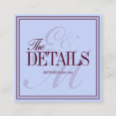 Luxury Periwinkle and Plum Formal Wedding Details Begleitkarte (Rückseite)