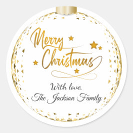 Luxury Personalised Gold Merry Christmas Runder Aufkleber
