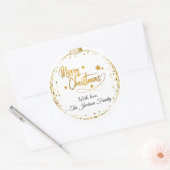 Luxury Personalised Gold Merry Christmas  Runder Aufkleber (Umschlag)