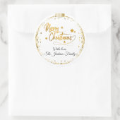 Luxury Personalised Gold Merry Christmas  Runder Aufkleber (Tasche)