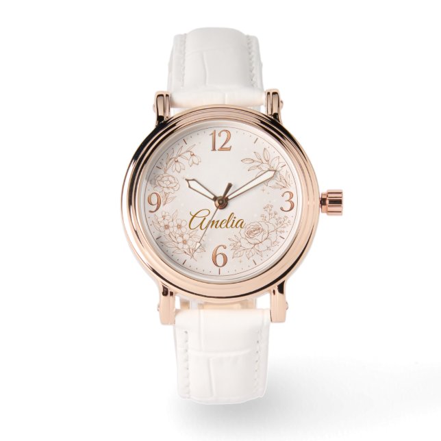 Luxury Personalized Birth Flower Watch Gift Armbanduhr (Vorderseite)