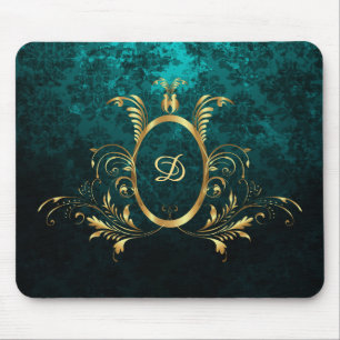 Luxury Personalized Damask Turquoise Mousepad