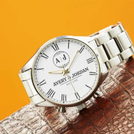 Luxury Personalized Monogram Couples Names Armbanduhr