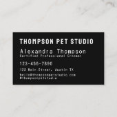 Luxury Pet Groomer Modern Bold Professional Visitenkarte (Rückseite)