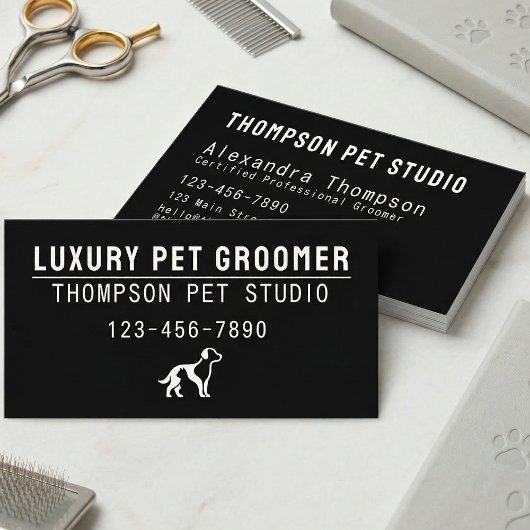 Luxury Pet Groomer Modern Bold Professional Visitenkarte