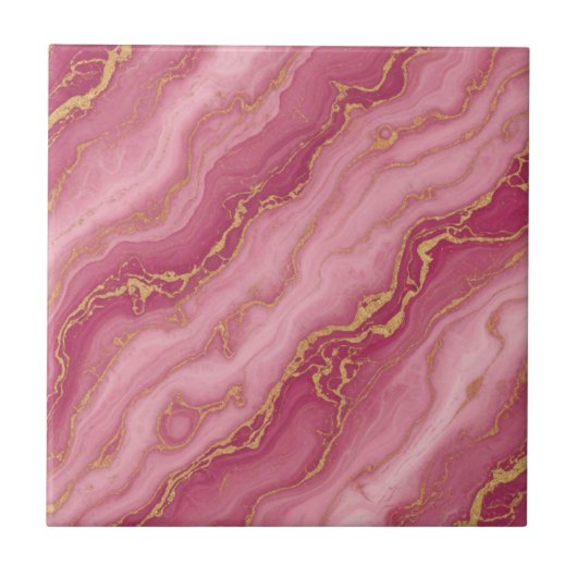 Luxury Pink and Rose Gold Marble Ceramic Pattern Fliese (Vorderseite)