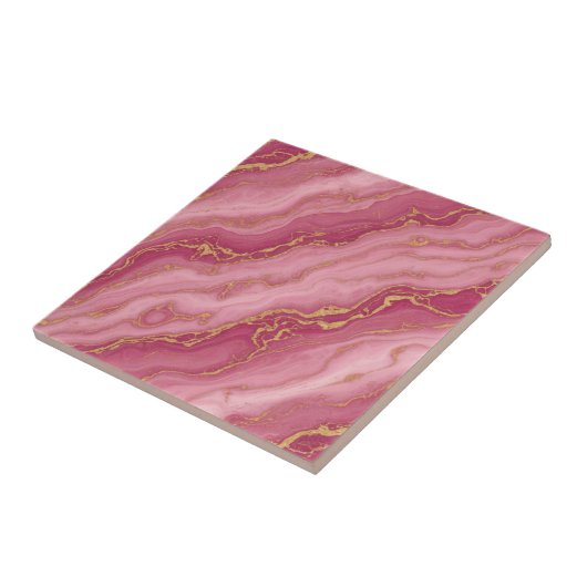 Luxury Pink and Rose Gold Marble Ceramic Pattern Fliese (Seite)