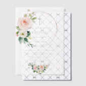 Luxury Pink Blush Floral Gold Cross Baptism Pergament Einladungen (Versetzt (Einladung))