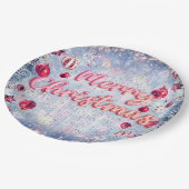 Luxury Pink & Frosted Merry Christmas Retro  Pappteller (Schrägansicht)