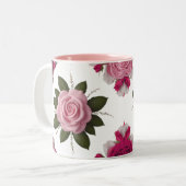 Luxury Pink & Fuchsia Rose Two-Tone Mug Zweifarbige Tasse (Vorderseite Links)