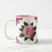 Luxury Pink & Fuchsia Rose Two-Tone Mug Zweifarbige Tasse (Links)
