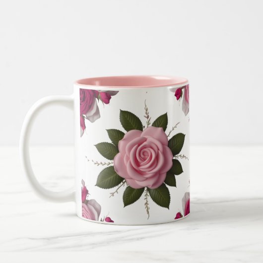 Luxury Pink & Fuchsia Rose Two-Tone Mug Zweifarbige Tasse (Links)