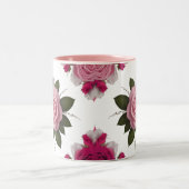 Luxury Pink & Fuchsia Rose Two-Tone Mug Zweifarbige Tasse (Mittel)