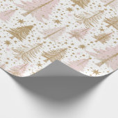 Luxury Pink & Gold Christmas Tree Pattern Holiday Geschenkpapier (Ecke)