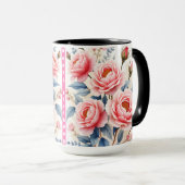 Luxury Pink Roses Beautiful Modern Collection Tasse (VorderseiteRechts)