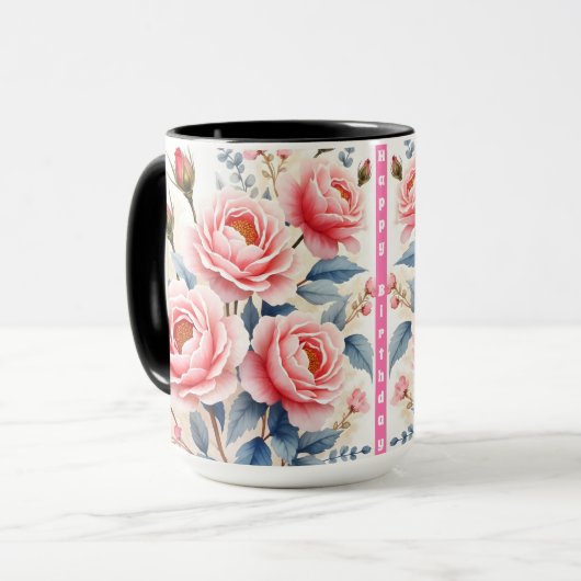 Luxury Pink Roses Beautiful Modern Collection Tasse (Vorderseite Links)