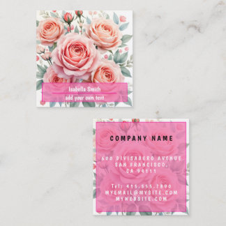 Luxury Pink Roses Beautiful Popular Collection Quadratische Visitenkarte