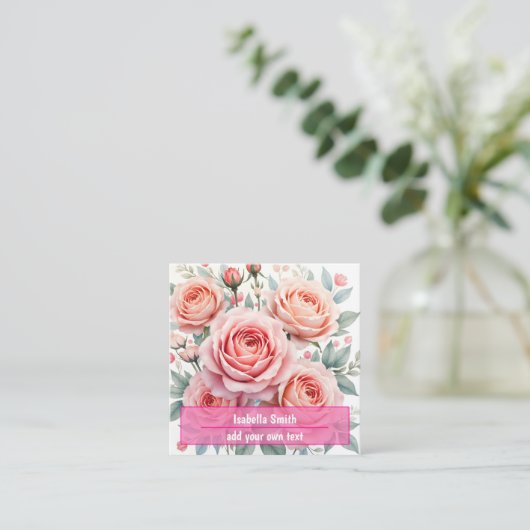 Luxury Pink Roses Beautiful Popular Collection Quadratische Visitenkarte (Stehend Vorderseite)