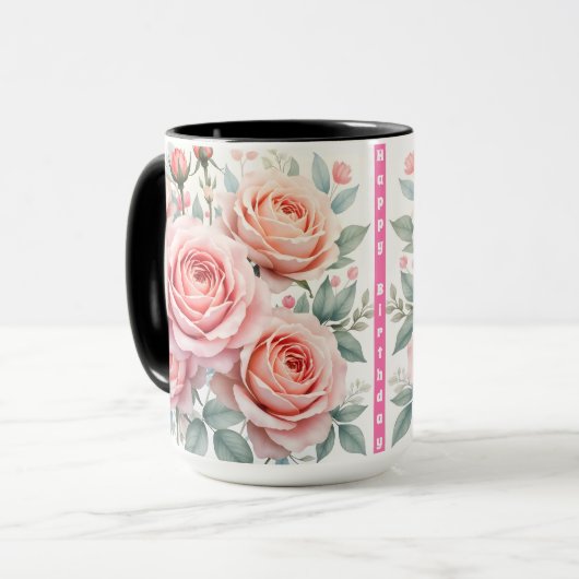 Luxury Pink Roses Beautiful Popular Collection Tasse (Vorderseite Links)