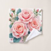Luxury Pink Roses Beautiful Trendy Collection Badhandtuch Set (Waschlappen)