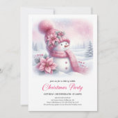 Luxury Pink Snowman Kids Editable Christmas Invite Einladung (Vorderseite)