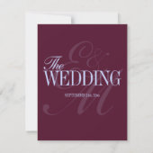 Luxury Plum and Periwinkle QR Code Formal Wedding RSVP Karte (Rückseite)