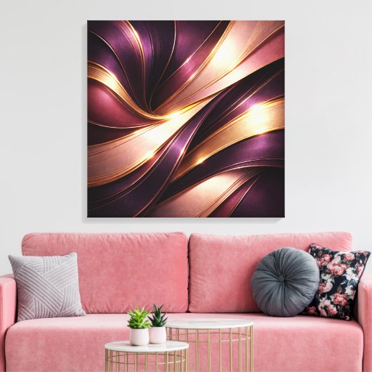 Luxury Plum & Gold Flow Abstract Canvas Art Leinwanddruck (Insitu (Wohnzimmer))