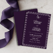 Luxury Plum Monogram Wedding Einladung