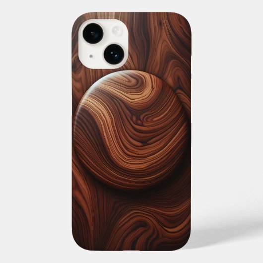 Luxury Polished Walnut Wood Grain Abstract Circula Case-Mate iPhone Hülle (Rückseite)