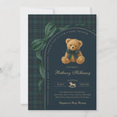 Luxury Polo Plaid Teddy Bear Boy Baby Shower Einladung (Vorderseite)