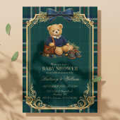 Luxury Preppy Teddy Bear Plaid Baby Shower  Einladung