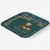Luxury Preppy Teddy Bear Plaid Baby Shower Pappteller (Gewinkelt)