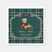 Luxury Preppy Teddy Bear Plaid Baby Shower  Serviette (Vorderseite)
