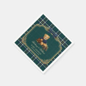 Luxury Preppy Teddy Bear Plaid Baby Shower  Serviette (Ecke)